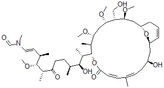 CAS#: 105694-32-4， N-[(E,3R,4R,5R,9S,10S,11S)-10-Hydroxy-11-[(1S,3S,4R,5S,7R,8S,9R,12E,14E,17S,19R)-17-Hydroxy-4-(Hydroxymethyl)-3,5,7-Trimethoxy-8,14-Dimethyl-11-Oxo-10,23-Dioxabicyclo[17.3.1]Tricosa-12,14,20-Trien-9-Yl]-4-Methoxy-3,5,9-Trimethyl-6-Oxododec-1-Enyl]-N-Methylformamide