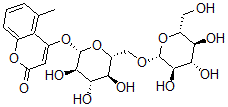 CAS#: 109974-32-5， 5-Methyl-4-[(2S,3R,4S,5S,6R)-3,4,5-Trihydroxy-6-[[(2R,3R,4S,5S,6R)-3,4,5-Trihydroxy-6-(Hydroxymethyl)Oxan-2-Yl]Oxymethyl]Oxan-2-Yl]Oxychromen-2-One