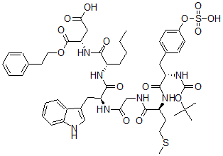 CAS#: 113282-22-7， 1-(2-Phenylethyl) N-(N-(N-(N-(N-(N-((1,1-dimethylethoxy)carbonyl)-O-sulfo-L-tyrosyl)-L-methionyl)glycyl)-L-tryptophyl)-L-norleucyl)-L-aspartate