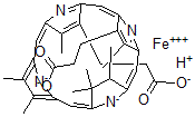CAS 登录号：117828-53-2， (SP-4-2-)-(7,8-二氢-3,7,8,8,12,13,17-七甲基-21H,23H-卟吩-2,18-二丙酸基(4-)-N21,N22,N23,N24)-高铁酸