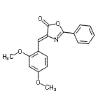 structure of CAS# 118555-99-0, (4Z)-4-(2,4-Dimethoxybenzylidene)-2-Phenyl-1,3-Oxazol-5(4H)-One;4-(2,4-Dimethoxy-benzylidene)-2-phenyl-4H-oxazol-5-one;4-(2,4-DIMETHOXYBENZYLIDENE)-5-OXO-2-PHENYLOXAZOLINE;4-[(2,4-d<wbr>imethoxyp<wbr>henyl)met<wbr>hylene]-2<wbr>-phenyl-1<wbr>,3-oxazol<wbr>in-5-one