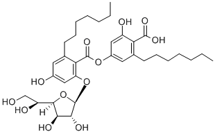 CAS#: 120634-85-7， 4-[2-[(2S,3R,4R)-5-[(1R)-1,2-Dihydroxyethyl]-3,4-Dihydroxyoxolan-2-Yl]Oxy-6-Heptyl-4-Hydroxybenzoyl]Oxy-2-Heptyl-6-Hydroxybenzoic Acid