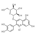 CAS#: 128808-27-5， 2-(3,4-Dihydroxyphenyl)-5,7-dihydroxy-3-chromeniumyl beta-D-glucopyranoside chloride