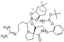 CAS#: 130982-44-4， (3aR-(2(S*),3aalpha,4alpha,6alpha,7aalpha))-N-((1,1-Dimethylethoxy)Carbonyl)-D-Phenylalanyl-N-(4-((Aminoiminomethyl)Amino)-1-(Hexahydro-3a,5,5-Trimethyl-4,6-Methano-1,3,2-Benzodioxaborol-2-Yl)Butyl)-L-Prolinamide