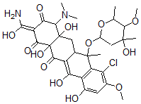 CAS#: 146064-01-9， (2Z)-2-(Amino-Hydroxymethylidene)-7-Chloro-4-Dimethylamino-4a,10,11,12a-Tetrahydroxy-6-(4-Hydroxy-5-Methoxy-4,6-Dimethyloxan-2-Yl)Oxy-8-Methoxy-6-Methyl-5,5a-Dihydro-4H-Tetracene-1,3,12-Trione