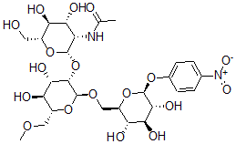 CAS#: 147985-37-3， N-[(2S,3S,4R,5S,6R)-2-[(2S,3S,4S,5S,6R)-4,5-Dihydroxy-6-(Methoxymethyl)-2-[[(2R,3S,4S,5R,6S)-3,4,5-Trihydroxy-6-(4-Nitrophenoxy)Oxan-2-Yl]Methoxy]Oxan-3-Yl]Oxy-4,5-Dihydroxy-6-(Hydroxymethyl)Oxan-3-Yl]Acetamide