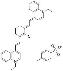 CAS 登录号：155998-77-9， 4-[(E)-2-(2-氯-3-((E)-2-[1-乙基-4(1H)-喹啉基亚基]乙亚基)-1-环己烯-1-基)乙烯基]-1-乙基喹啉鎓 4-甲基苯磺酸盐