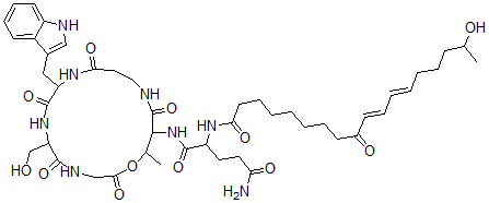 CAS#: 156223-07-3， N-[6-(Hydroxymethyl)-9-(1H-Indol-3-Ylmethyl)-17-Methyl-2,5,8,11,15-Pentaoxo-1-Oxa-4,7,10,14-Tetrazacycloheptadec-16-Yl]-2-[[(10E,12E)-17-Hydroxy-9-Oxooctadeca-10,12-Dienoyl]Amino]Pentanediamide
