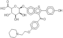 CAS#: 174264-50-7， 2-(4-Hydroxyphenyl)-3-{4-[2-(1-piperidinyl)ethoxy]benzoyl}-1-benzothiophen-6-yl (5xi)-beta-D-lyxo-hexopyranosiduronic acid