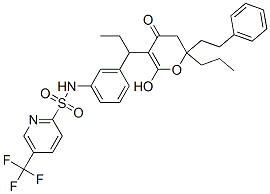 CAS#: 174484-81-2， N-[3-[1-[2-Hydroxy-4-Oxo-6-(2-Phenylethyl)-6-Propyl-5H-Pyran-3-Yl]Propyl]Phenyl]-5-(Trifluoromethyl)Pyridine-2-Sulfonamide