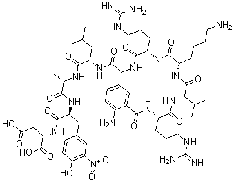 CAS#: 174838-79-0， N-[N-[N-[N-[N-[N2-[N2-[N-[N2-(2-Aminobenzoyl)-L-Arginyl]-L-Valyl]-L-Lysyl]-L-Arginyl]Glycyl]-L-Leucyl]-L-Alanyl]-3-Nitro-L-Tyrosyl]-L-Aspartic Acid