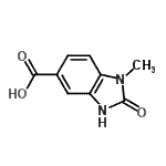 structure of CAS# 19950-97-1, 1-Methyl-2-Oxo-3H-Benzimidazole-5-Carboxylic Acid;1-methyl-<wbr>2-oxo-2,3<wbr>-dihydro-<wbr>1H-1,3-be<wbr>nzodiazol<wbr>e-5-carbo<wbr>xylic acid;1-methyl-<wbr>2-oxo-2,3<wbr>-dihydro-<wbr>1H-benzo[<wbr>d]imidazo<wbr>le-5-carb<wbr>oxylic ac<wbr>id;MFCD11131632