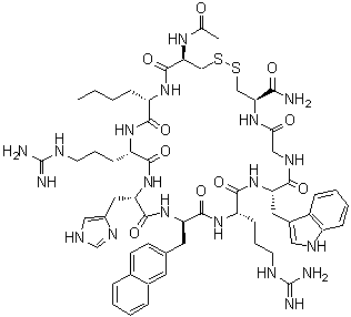 CAS 登录号：212370-59-7， (4R,10S,13S,16R,19S,22S,25S,28R)-28-乙酰氨基-25-丁基-13,22-二(3-亚氨基甲酰胺基丙基)-19-(1H-咪唑-4-基甲基)-10-(1H-吲哚-3-基甲基)-16-(2-萘基甲基)-6,9,12,15,18,21,24,27-八氧代-1,2-二硫杂-5,8,11,14,17,20,23,26-八氮杂环二十九烷-4-甲酰胺