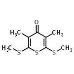 结构式 CAS# 24215-64-3, 3,5-二甲基-2,6-二(甲硫基)-4H-噻喃-4-酮