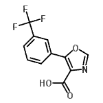 structure of CAS# 253315-30-9, 5-[3-(Trifluoromethyl)Phenyl]-1,3-Oxazole-4-Carboxylic Acid;5-(3-Trifluoromethylphenyl)-oxazole-4-carboxylicacid;5-[3-(trifluoromethyl)phenyl]-;Maybridge3_006607