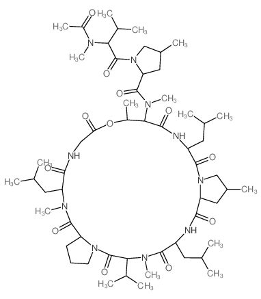 CAS#: 26034-16-2， N-[N-[1-[N-[N-[1-[N-[N-[1-(N-Acetyl-N-methyl-L-valyl)-trans-4-methyl-L-prolyl]-N-methyl-L-threonyl]-L-leucyl]-trans-4-methyl-L-prolyl]-L-leucyl]-N-methyl-L-valyl]-L-prolyl]-N-methyl-D-leucyl]glycine-lactone