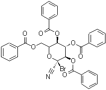CAS 登录号：262849-67-2， (2R,3R,4S,5R)-6-[(苯甲酰氧基)甲基]-2-溴-2-氰基四氢-2H-吡喃-3,4,5-三基三苯甲酸酯