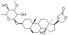 CAS#: 34302-25-5， 4-[(3S,5S,10S,13R,14S,17R)-3-[(2S,5R)-3,5-Dihydroxy-4-Methoxy-6-Methyloxan-2-Yl]Oxy-14-Hydroxy-10,13-Dimethyl-1,2,3,4,5,6,7,8,9,11,12,15,16,17-Tetradecahydrocyclopenta[a]Phenanthren-17-Yl]-5H-Furan-2-One