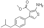 结构式 CAS# 350990-40-8, 2-氨基-4-(4-异丁基苯基)-3-噻吩羧酸甲酯