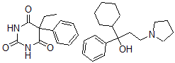 CAS 登录号：37335-54-9， 5-乙基-5-苯基-2,4,6(1H,3H,5H)-嘧啶三酮与(+-)-alpha-环己基-alpha-苯基-1-吡咯烷丙醇的混合物