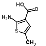 结构式 CAS# 41940-47-0, 2-氨基-5-甲基-3-噻吩羧酸