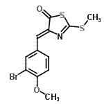 CAS 登录号：430464-08-7， (4Z)-4-(3-溴-4-甲氧基苄亚基)-2-(甲硫基)-1,3-噻唑-5(4H)-酮