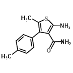 结构式 CAS# 438194-93-5, 2-氨基-5-甲基-4-(4-甲基苯基)-3-噻吩甲酰胺