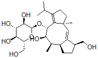 CAS#: 50906-51-9， 1,2,4,5,6,6abeta,7,8,9,10alpha-Decahydro-5alpha-Hydroxy-9alpha-Hydroxymethyl-6alpha,10aalpha-Dimethyl-3-Isopropyldicyclopenta[a,d]Cycloocten-4beta-Yl alpha-D-Glucopyranoside