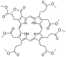 CAS#: 531-42-0， Methyl 7,17-Bis(2-Methoxy-2-Oxoethyl)-3,8,12,13,18-Pentakis(3-Methoxy-3-Oxopropyl)-2-Porphyrincarboxylate
