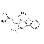 CAS 登录号：54313-18-7， 1-甲氧基-2-(3-甲基-2-丁烯-1-基)-9H-咔唑-3-甲醛