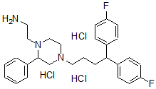 CAS#: 5522-33-8， 4-(4,4-Bis(4-fluorophenyl)butyl)-N-phenyl-1-Piperazineethanamine trihydrochloride