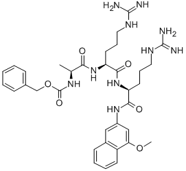 CAS 登录号：56674-16-9， N-[(苯基甲氧基)羰基]-L-丙氨酰-L-精氨酰-N-(4-甲氧基-2-萘基)-L-精氨酰胺
