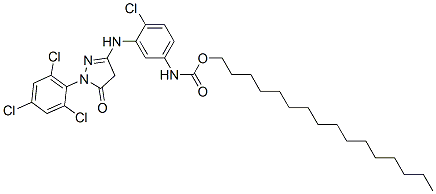 CAS 登录号：57233-79-1， [4-氯-3-[[4,5-二氢-5-氧代-1-(2,4,6-三氯苯基)-1H-吡唑-3-基]氨基]苯基]氨基甲酸十六烷基酯