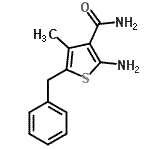 结构式 CAS# 57243-81-9, 2-氨基-5-苄基-4-甲基-3-噻吩甲酰胺