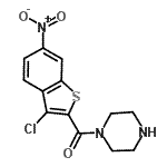 结构式 CAS# 587852-86-6, (3-氯-6-硝基-1-苯并噻吩-2-基)(1-哌嗪基)甲酮
