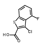 结构式 CAS# 588676-90-8, 3-氯-4-氟-1-苯并噻吩-2-羧酸
