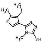 结构式 CAS# 590376-88-8, 5-(4-乙基-5-甲基-3-噻吩基)-4-甲基-4H-1,2,4-三唑-3-硫醇