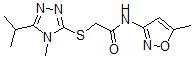 CAS#: 603072-77-1， N-(5-Methyl-3-Isoxazolyl)-2-[[4-Methyl-5-(Isopropyl)-4H-1,2,4-Triazol-3-Yl]Thio]-Acetamide
