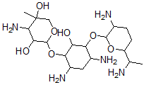 CAS 登录号：60352-78-5， (+)-4-O-(2,6-二氨基-2,3,4,6,7-五脱氧-alpha-D-核-吡喃庚糖基)-6-O-(3-氨基-4-C-甲基-3-脱氧-beta-L-阿拉伯糖-吡喃戊糖基)-2-脱氧-D-链霉胺