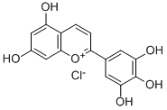 CAS 登录号：65618-21-5， 5-(5,7-二羟基苯并吡喃基鎓-2-基)苯-1,2,3-三醇氯化物