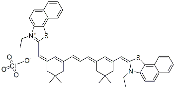 CAS 登录号：65767-29-5， 3-乙基-2-[[3-[3-[3-[(3-乙基萘并[2,1-d]噻唑-2(3H)-亚基)甲基]-5,5-二甲基-2-环己烯-1-亚基]-1-丙烯基]-5,5-二甲基-2-环己烯-1-亚基]甲基]-萘并[2,1-d]噻唑鎓高氯酸盐