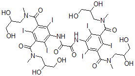 CAS 登录号：65822-11-9， 5,5'-((1,2-二氧代-1,2-乙二基)二亚胺)二(N,N'-二(2,3-二羟基丙基)-2,4,6-三碘-N,N'-二甲基-1,3-苯二甲酰胺