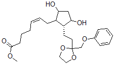 CAS 登录号：66176-08-7， (Z)-7-[(1R)-3alpha,5alpha-二羟基-2beta-[2-(2-苯氧基甲基-1,3-二氧戊环-2-基)乙基]环戊烷-1alpha-基]-5-庚烯酸甲酯