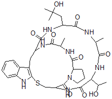 CAS#: 67739-84-8， Cyclo(L-Ala-D-Thr-L-Cys(1)-L-Pro-L-Ala-L-Trp2(1)-4-Hydroxy-L-Leu-)