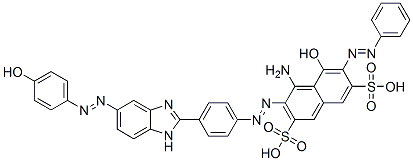 CAS#: 67846-55-3， 4-Amino-5-Hydroxy-3-[[4-[5-[(4-Hydroxyphenyl)Azo]-1H-Benzimidazol-2-Yl]Phenyl]Azo]-6-(Phenylazo)Naphthalene-2,7-Disulphonic Acid