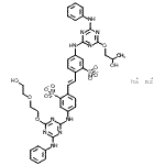 CAS#: 68025-20-7， Disodium 5-({4-anilino-6-[2-(2-hydroxyethoxy)ethoxy]-1,3,5-triazin-2-yl}amino)-2-[(E)-2-(4-{[4-anilino-6-(2-hydroxypropoxy)-1,3,5-triazin-2-yl]amino}-2-sulfonatophenyl)vinyl]benzenesulfonate