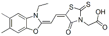 CAS 登录号：68133-61-9， 5-[(3-乙基-5,6-二甲基苯并恶唑-2(3H)-亚基)亚乙基]-4-氧代-2-硫酮噻唑烷-3-乙酸
