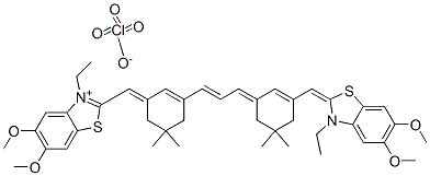 CAS#: 68220-31-5， 3-Ethyl-2-[[3-[3-[3-[(3-Ethyl-5,6-Dimethoxy-2(3H)-Benzothiazolylidene)Methyl]-5,5-Dimethyl-2-Cyclohexen-1-Ylidene]-1-Propenyl]-5,5-Dimethyl-2-Cyclohexen-1-Ylidene]Methyl]-5,6-Dimethoxy-Benzothiazolium Perchlorate