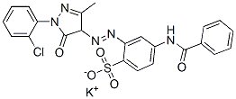 CAS 登录号：68444-07-5， 4-苯甲酰胺基-2-[[1-(2-氯苯基)-4,5-二氢-3-甲基-5-氧代-1H-吡唑-4-基]偶氮]苯磺酸钾