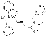 CAS#: 68921-79-9， 2-[3-[4-Methyl-3-(Phenylmethyl)-2(3H)-Thiazolylidene]-1-Propen-1-Yl]-3-(Phenylmethyl)-Benzoxazolium Bromide (1:1)